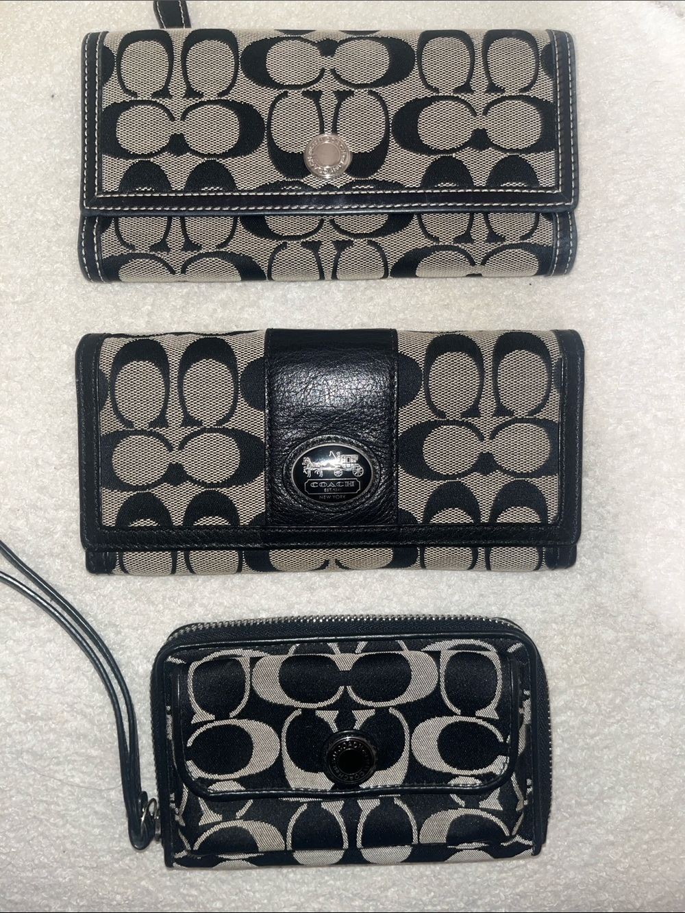 Coach Black & Beige Signature Canvas Wallets Set